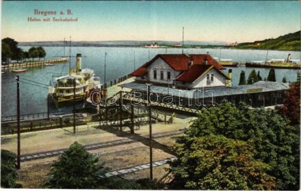 Bregenz, Hafen mit Seebahnhof, Bodenssee / railway station, post