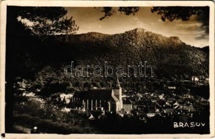 1937 Brassó, Kronstadt, Brasov; látkép, Fekete-templom, zsinagóga / general view with synagogue, church. photo (fa)
