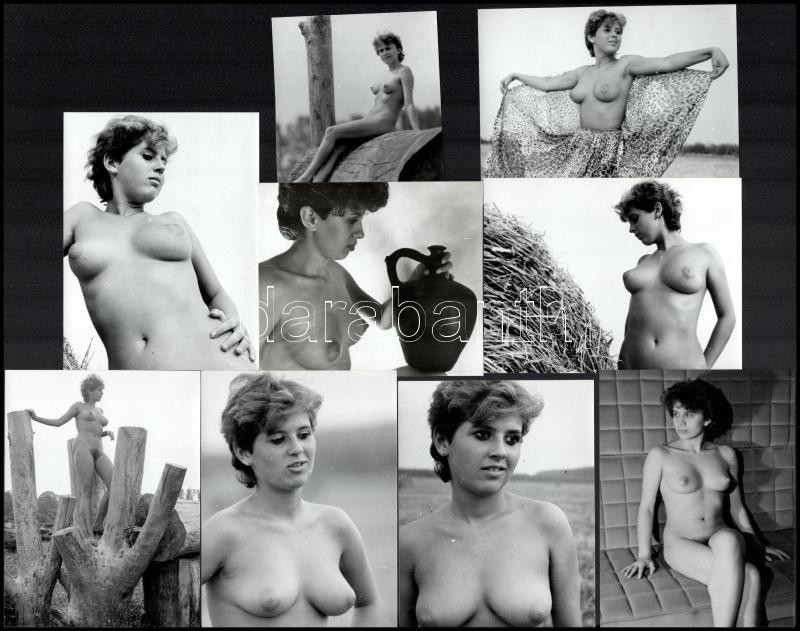 Menesdorfer Lajos (1941-2005) budapesti fotóművész hagyatékából, 9 db jelzés nélküli vintage fotó, az aktfényképezés műfajából, 12x9 cm és 9x7,5 cm között