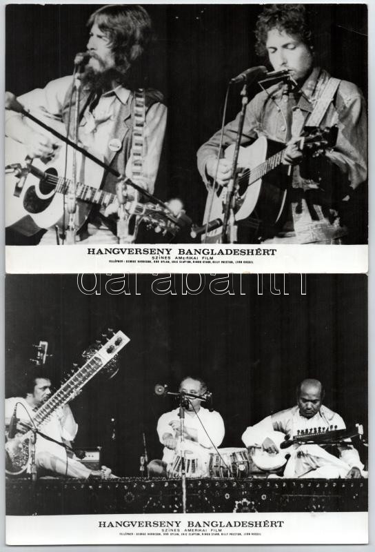 1971 George Harrison, Ringo Starr, Bob Dylan, Ravi Shankar és mások segélykoncertje Bangladesért, az erről készült filmet Magyarországon is bemutatták (1972), a tételben a film 7 db produkciós filmfotója szerepel + hozzáadva egy magyar - Image 3