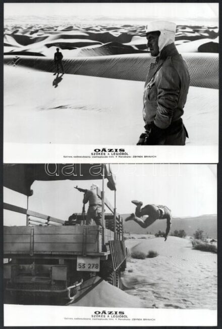 1972 ,,Oázis - szökés a légióból' című csehszlovák filmről készült 13 db produkciós filmfotó, 18x24 cm