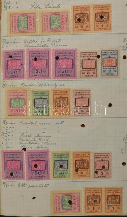 1945 Jó állapotú Forgalmi adókönyv, benne 23 oldalon számos forgalmi adóbélyeg