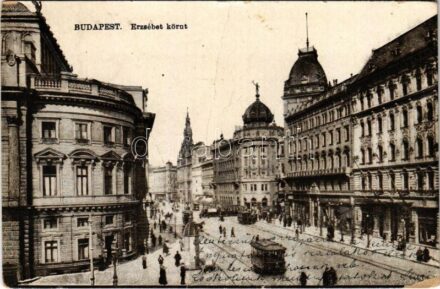 Budapest VIII. Erzsébet körút, villamos (fa)