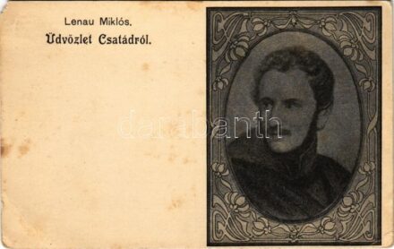 Csatád, Cetad, Lenauheim; Lenau Miklós, német nyelven alkotó osztrák költő, a német biedermeier korának meghatározó alakja / Nikolaus Lenau German-language Austrian poet (EM)