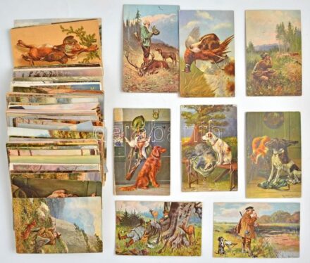 VADÁSZAT - 105 db régi képeslap vegyes minőségben / HUNTING - 105 pre-1945 postcards in mixed quality