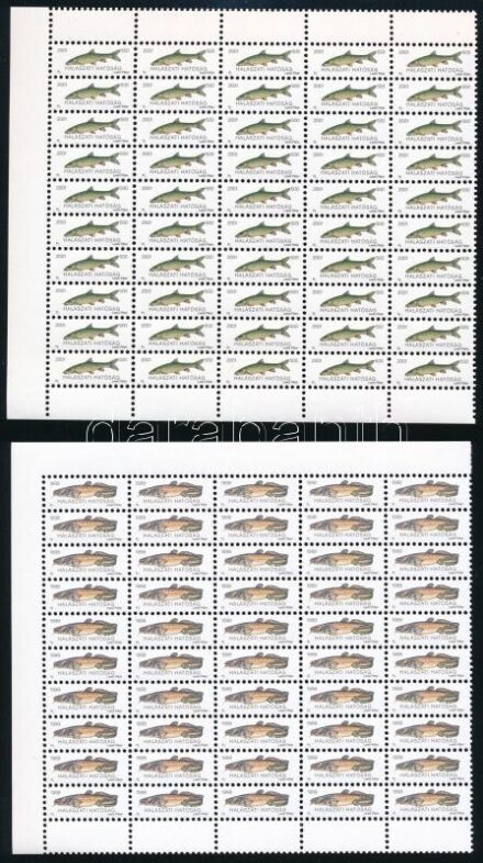 1999, 2001 Halászati Hatóság illetékbélyeg két ívdarab