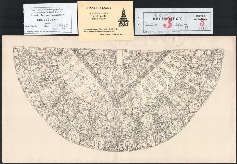 8 db vegyes papírrégiség, közte Habsburg Ottó kübekházi látogatásának emléke, Bibliotheca Corviniana megrendelőlap, belépőjegyek, stb. - Image 2
