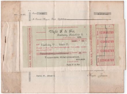 ~1910-1920. 10db csekk, váltó kitöltési minta, útmutató összefűzve T:III