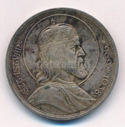 1938. 5P Ag 'Szent István' T:2 patina Adamo P8.1