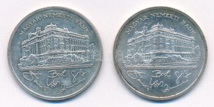 1992. 200Ft Ag 'MNB' (2x) T:1-,2 patina Adamo F13