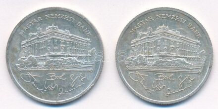 1992. 200Ft Ag 'MNB' (2x) T:1-,2 patina Adamo F13