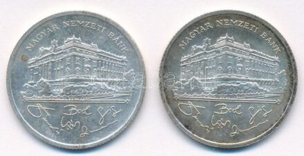 1992. 200Ft Ag 'MNB' (2x) T:1-,2 patina Adamo F13