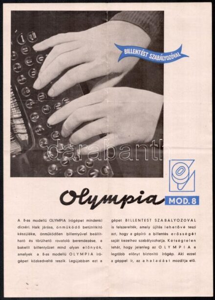 cca 1940 Olympia írógép képes reklám nyomtatvány 4 p