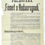 1915 Fémet a Hadseregnek. Az Orsz. Hadsegélyező hivatal nagy méretű plakátja. 65x100 cm