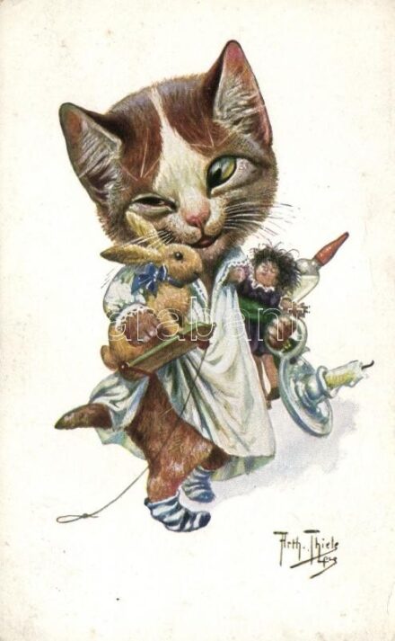 Cat girl. Theo. Stroefer, Nürnberg Serie 1703. s: Arthur Thiele (EK)
