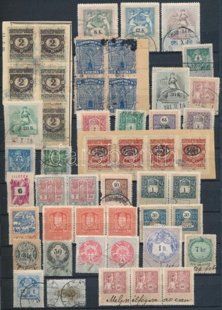 49 db régi okmánybélyeg berakólapon