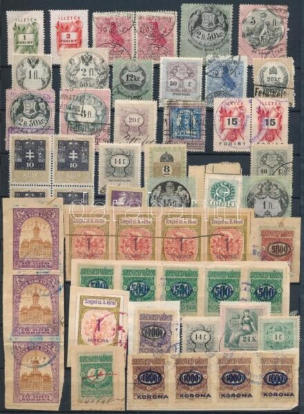 47 db régi okmánybélyeg berakólapon