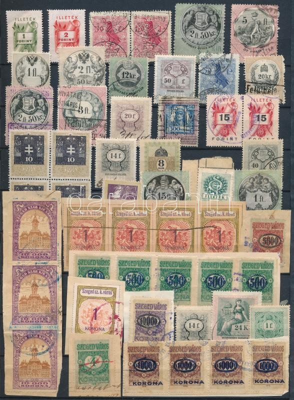 47 db régi okmánybélyeg berakólapon