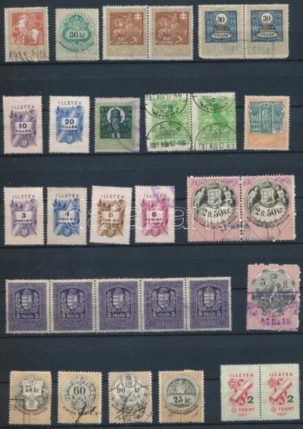 30 db régi okmánybélyeg berakólapon