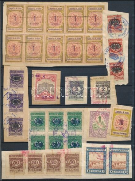 33 db régi okmánybélyeg berakólapon