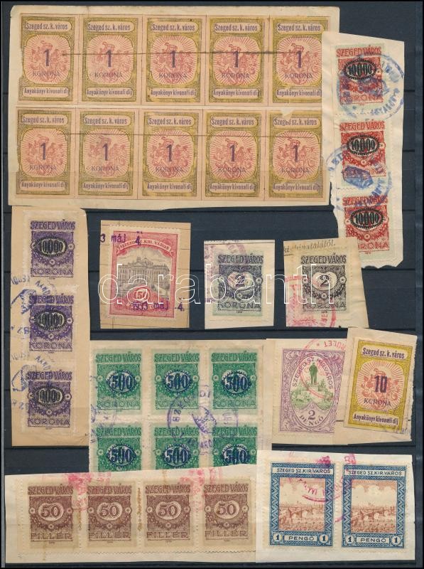 33 db régi okmánybélyeg berakólapon