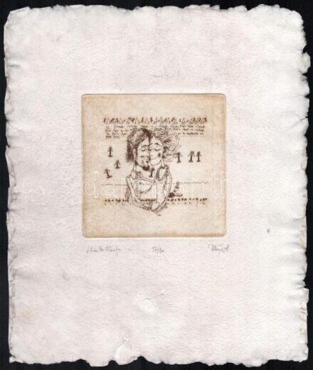 Vetlényi Zsolt (1967-): Liliom és almafa. Rézkarc, merített papír, jelzett, számozott: 54/100, 12,5×12,5 cm