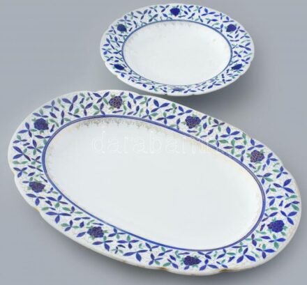 Pfeiffer & Lowenstein (P&L) Imperial Austria sültestál és tányér, kézzel festett porcelán, kopott, jelzett, d:24 és 38cm
