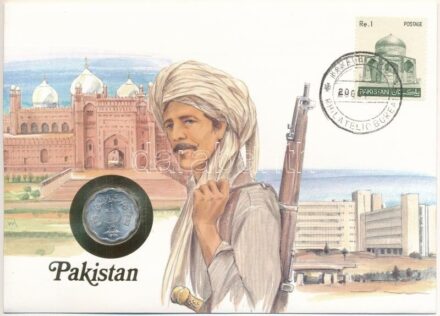 Pakisztán 1974. 10p 'FAO' érmés borítékban, bélyeggel és bélyegzéssel, német nyelvű ismertetővel T:2 Pakistan 1974 10 Paisa 'FAO' in coin envelope, with stamp and cancellation, with German description C:XF