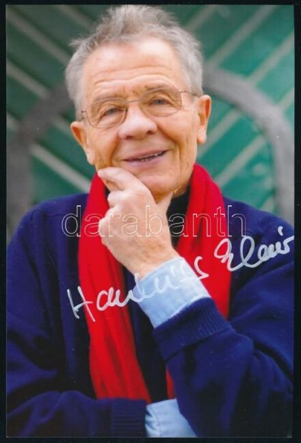 Hankiss Elemér (1928-2015) filozófus aláírása az őt ábrázoló képen