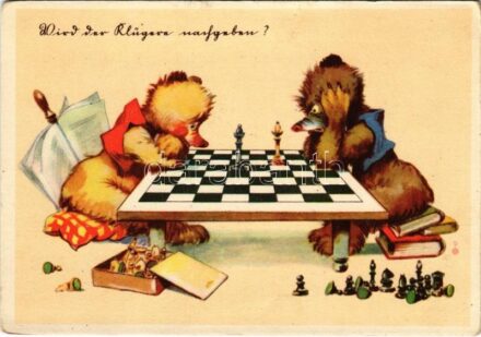 Sakkozó medvék / Bears playing chess - modern