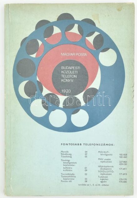 1970 Magyar Posta Budapesti Közületi Telefonkönyv 1970. Bp., Budapesti Távbeszélő Igazgatóság. Kissé kopott papírkötésben.