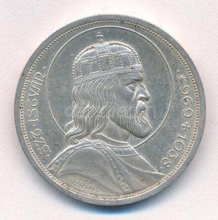 1938. 5P Ag 'Szent István' T:1- patina Adamo P8.1