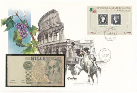 Olaszország 1982. 1000L felbélyegzett borítékban, bélyegzéssel T:I Italy 1982. 1000 Lire in envelope with stamp and cancellation C:UNC
