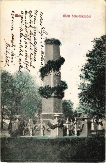 1908 Mór, Honvéd szobor. Reszler Jakab kiadása (EK)