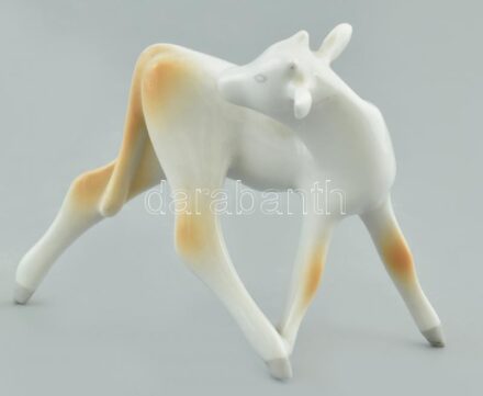 Hollóházi porcelán boci, kézzel festett, jelzett, hibátlan, m: 10 cm