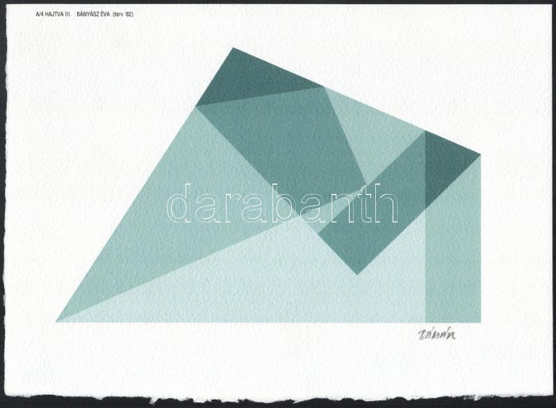 Bányász Éva (1956): A/4 Hajtva. Computer print, merített papír. Jelzett. 17x26 cm.