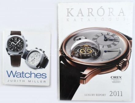 2 db karórákkal kapcsolatos könyv, katalógus: Karóra katalógus. Szerk.: Marton István. Bp., 2011, Luxury Report Kft., 447 p. Gazdag képanyaggal illusztrált. Kiadói papírkötés. + Judith Miller: Watches. H.n., 2009, Octopus Publishing
