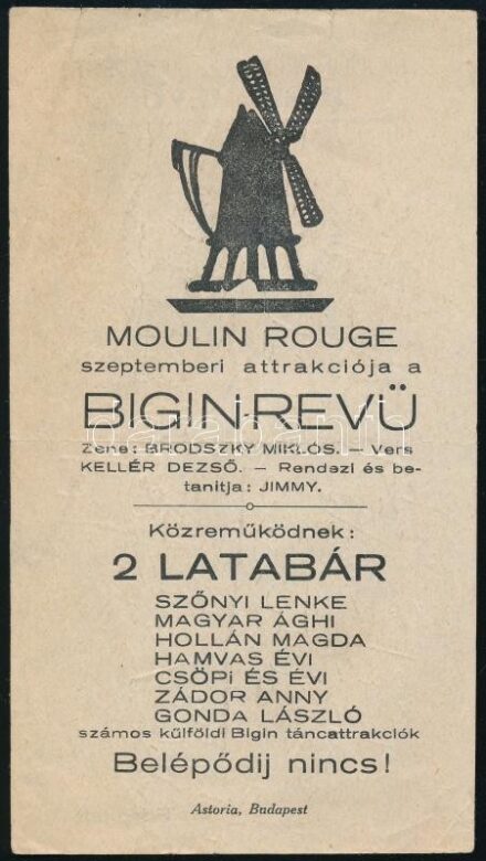 Moulin Rouge számolócédula