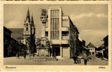 Komárom, Komárno; utca, Szentháromság szobor / street view, Holy Trinity column (EK)