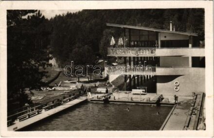 1948 Trencsénteplic, Trencianske Teplice; Kúpaliste 'Zelená zaba' / strand, fürdőzők / spa, swimming pool, bathers (EK)