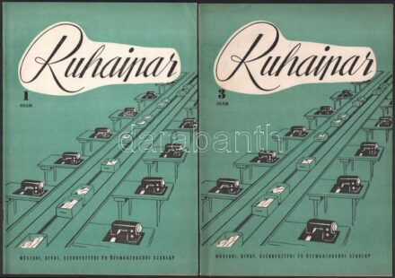 1961-1962 Ruhaipar folyóirat 4 db száma (VII. évf. 8. sz., VIII. évf. 1., 3., 5. sz.), Bp., Ruhaipari Tervező Vállalat-Népszava Lapkiadó, fekete-fehér képekkel illusztrálva