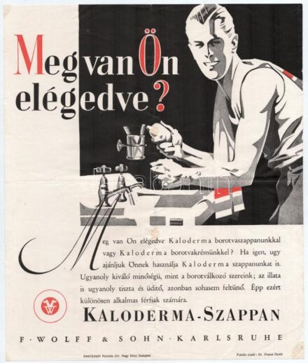 Megvan Ön elégedve? Kaloderma szappan szórólap, hajtott, 28,5×24 cm