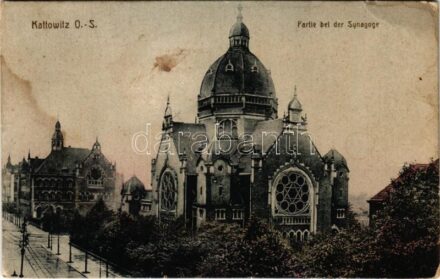 1920 Katowice, Kattowitz; Partie bei der Synagoge / synagogue (EB)