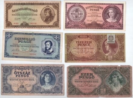 1945-1946. 500P-1.000.000.000P (6xklf) T:II--IV