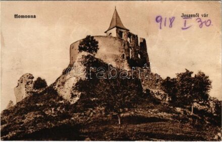 Homonna, Humenné; Jeszenői (Várjeszenő) vár. Vasúti levelezőlapárusítás 3289. / Jasenovsky hrad / castle