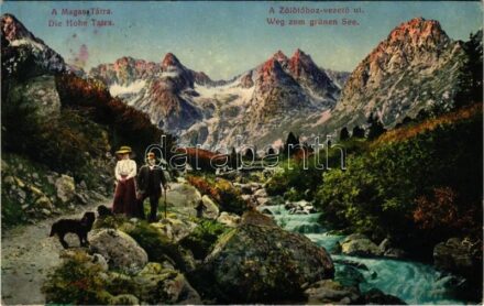 Tátra, Magas-Tátra, Vysoké Tatry; Zöldtóhoz vezető út / Weg zum grünen See (fl)