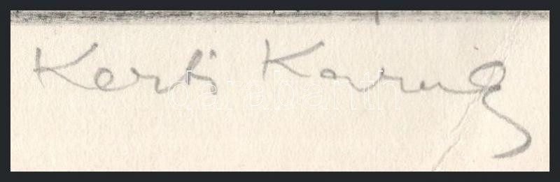 Kerti Károly (1917-1986): Nemzetiségi Múzeum, Tata. Rézkarc, papír, jelzett, törésnyommal, 19,5×29 cm - Image 3