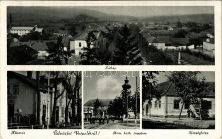 Verpelét, látkép, Vasútállomás, Római katolikus templom, Községháza. Kéry György fényképész kiadása