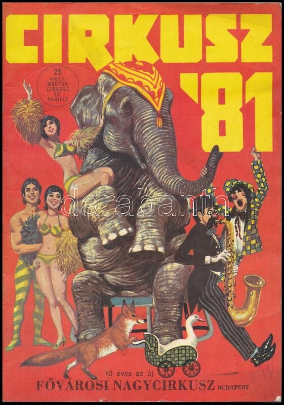 1981 Bp., Cirkusz '81, 10 éves az új Fővárosi Nagycirkusz, képes ismertető füzet, tűzött papírkötés, kissé sérült, foltos borítóval