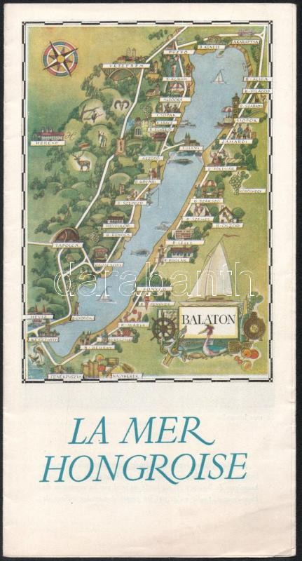 cca 1960-1970 La mer Hongroise. Bp., én., IBUSZ, kihajtható prospektus, francia nyelven.